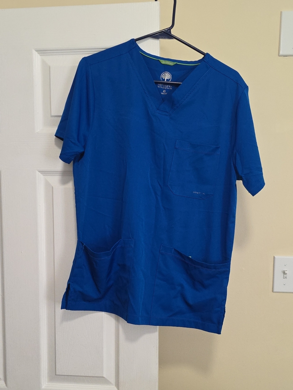 healing hands Royal Blue V-Neck Scrub Top